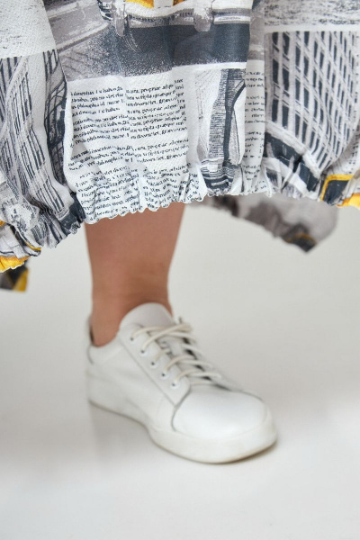 Платье свободного кроя из хлопка и шифона с карманами Angelina & Сompany 739 - фото 6