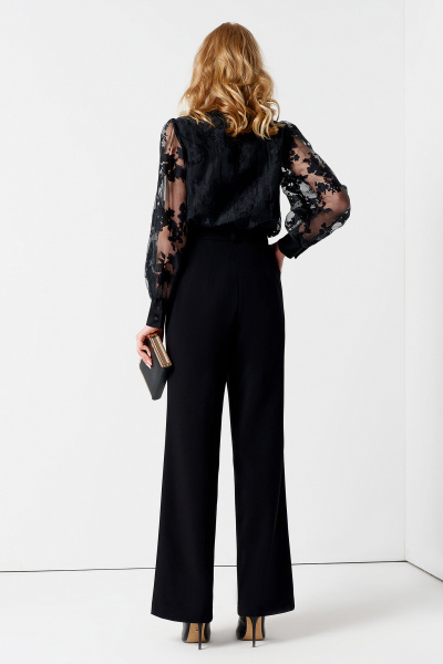 Черные широкие свободные брюки из поливискозы на лето Панда 48560w черный - фото 2