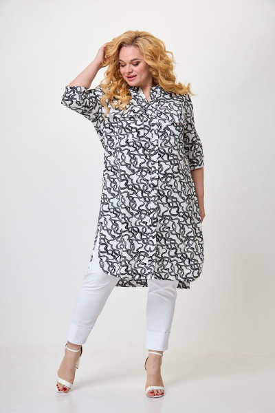 Брюки, туника БАГРЯНИЦА 3010 белый-черный - фото 2