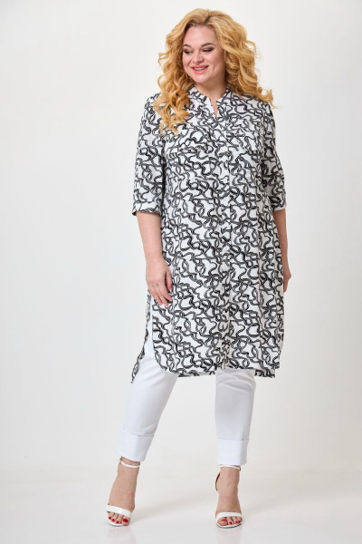 Брюки, туника БАГРЯНИЦА 3010 белый-черный - фото 1