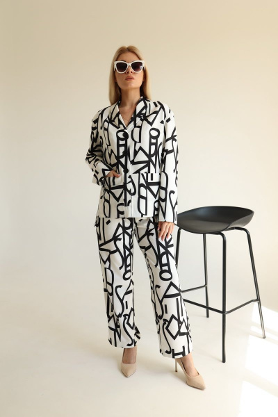 Летние брюки из вискозы с асимметричным низом и карманами Ambera 255.1 зебра - фото 1