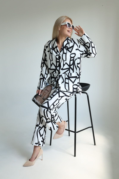 Летние брюки из вискозы с асимметричным низом и карманами Ambera 255.1 зебра - фото 2