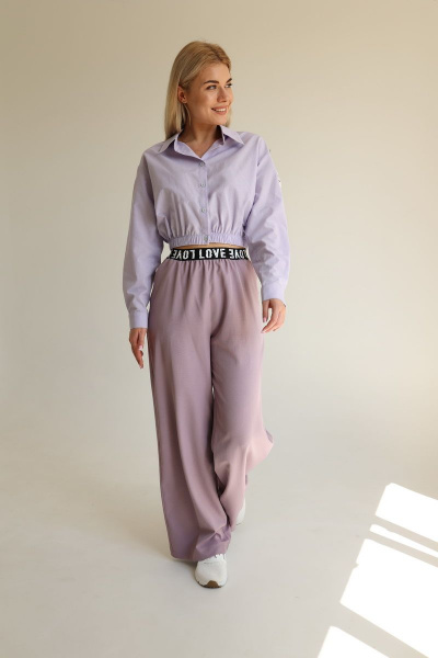 Брюки свободного кроя из вискозы с широкой резинкой Ambera 264.2 сирень - фото 1