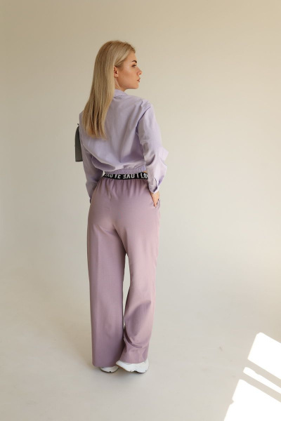 Брюки свободного кроя из вискозы с широкой резинкой Ambera 264.2 сирень - фото 3
