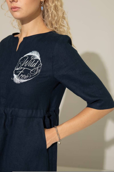 Летнее синее платье из льна и текстиля для повседневных дней Femme & Devur 80013 1.36F(170) - фото 3