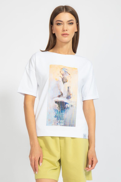 Футболка свободного кроя с цифровым принтом для лета Kivviwear 4026.62 - фото 1