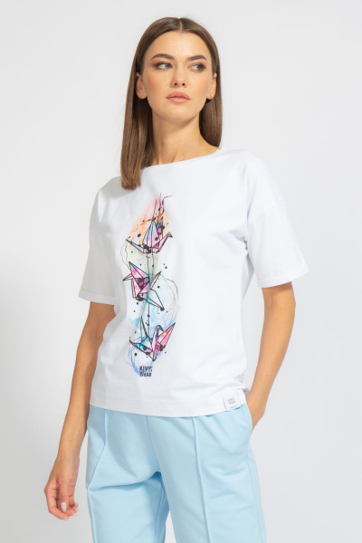 Футболка свободного кроя с цифровым принтом для лета Kivviwear 4026.68 - фото 1