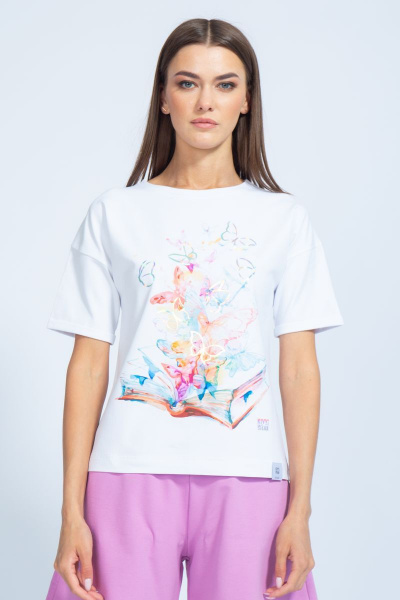 Футболка из хлопка с удлинённым рукавом и принтом Kivviwear 4026.76 - фото 1