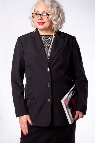 Черный жакет из текстиля на пуговицах в стиле кэжуал Camelia 2229 2 - фото 1