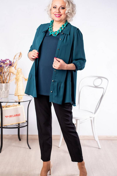 Блузка из шифона и трикотажа с укороченной длиной Camelia 2227 2 - фото 2