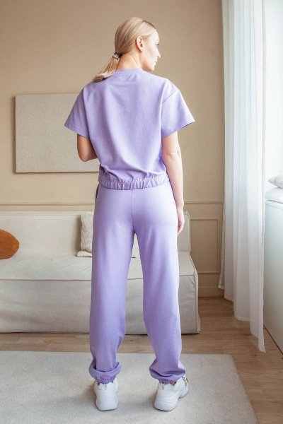Спортивный женский костюм из хлопка с резинкой ARTiMODA 822-02 лавандовый - фото 5