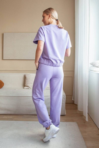 Спортивный женский костюм из хлопка с резинкой ARTiMODA 822-02 лавандовый - фото 4