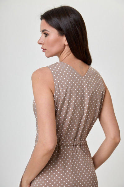 Бежевый костюм из платья и жакета на запах и 3/4 рукавах Anelli 1055 кленовый_сахар - фото 6