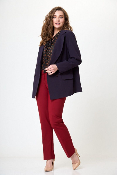 Блуза прямая с вырезом и бантом из вискозы Anelli 1233 черный+цветы - фото 6