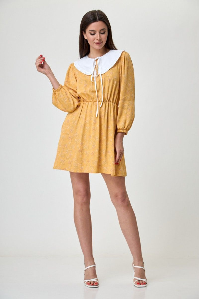 Желтое платье с съемным воротником и подъюбником, свободное кроя Anelli 1235 желтый - фото 2