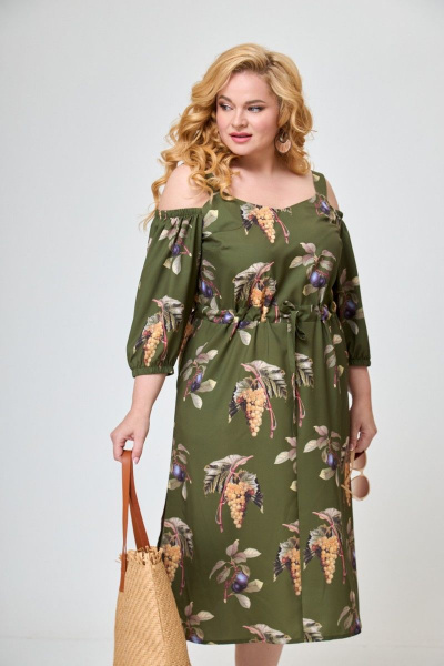 Платье на брителях с кулиской и разрезом по переду Anelli 1241 аспарангус - фото 4