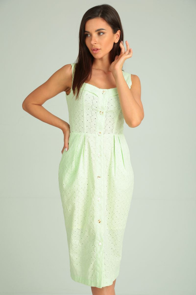 Летний приталенный сарафан с пуговицами и карманами Your size 2150 - фото 4