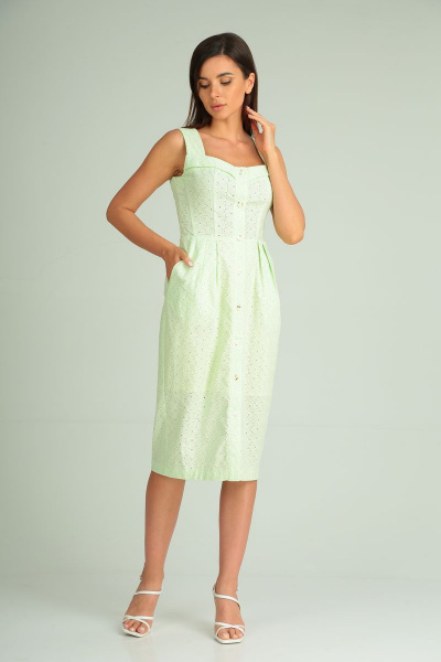 Летний приталенный сарафан с пуговицами и карманами Your size 2150 - фото 1