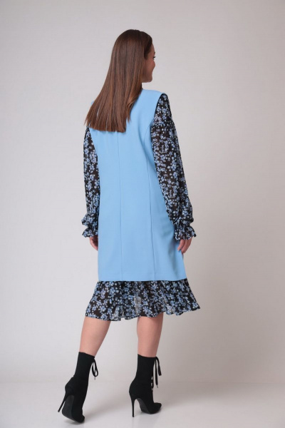 Демисезонный женский костюм жилет и платье из шифона ALEZA 1062 голубой - фото 2