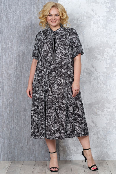 Летнее черное платье из текстиля Медея и К 2146 черный-белый - фото 2
