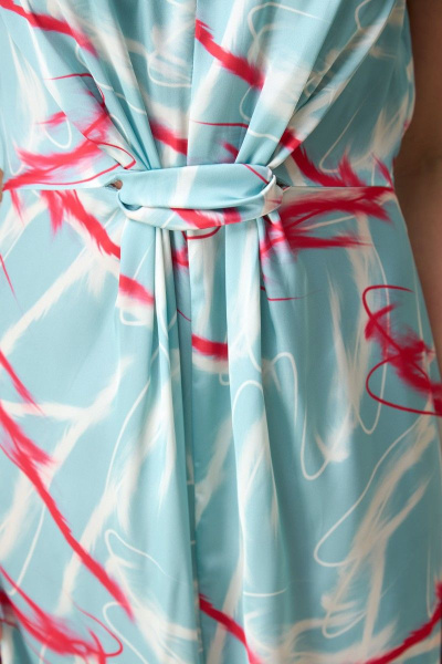 Платье с узлом и разрезом в стиле на каждый день Anelli 1115 голубой - фото 4