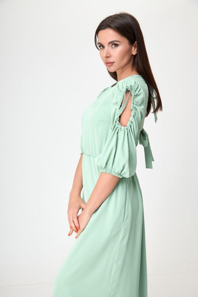 Платье прямое длинное с бантами на спинке и вырезом Anelli 1264 мята - фото 3