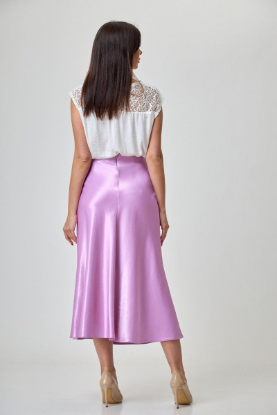 Юбка из вискозы и текстиля с коротким вырезом и хорошей посадкой Anelli 1291 лиловый - фото 4