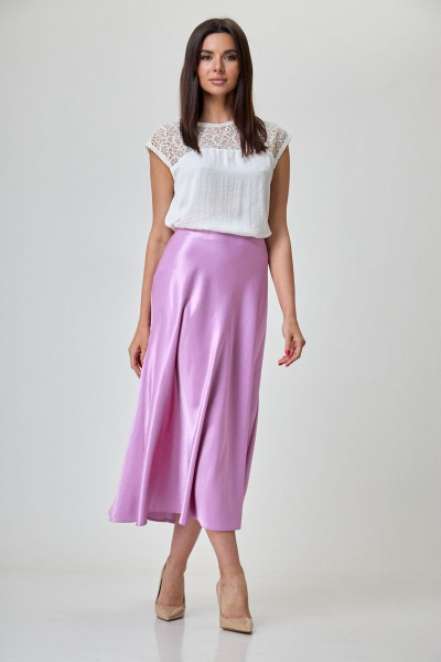 Юбка из вискозы и текстиля с коротким вырезом и хорошей посадкой Anelli 1291 лиловый - фото 1