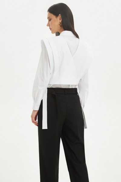 Рубашка с жилетом-трансформером из хлопка для делового образа Moveri by Larisa Balunova 2153S белый - фото 5