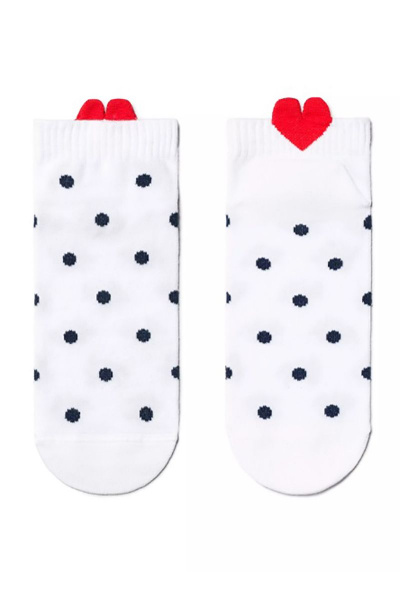 Белые хлопковые носки с пикотом-«сердечком» для спорта и отдыха CONTE CONTE_Active_222_пикот-сердечко белый-горох - фото 2