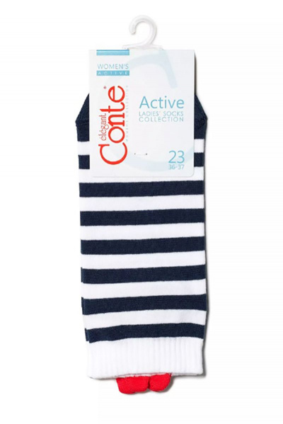 Короткие хлопковые носки с пикотом для активных дней CONTE CONTE_Active_223_с_пикотом-сердечком полоска - фото 3