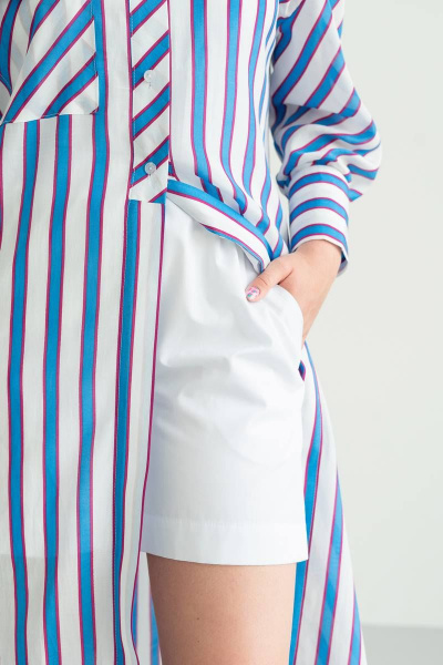 Модная блузка из ткани в полоску с воротником-стойкой JRSy 2148 мультиколор - фото 5