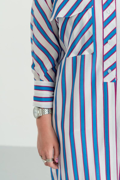 Модная блузка из ткани в полоску с воротником-стойкой JRSy 2148 мультиколор - фото 4