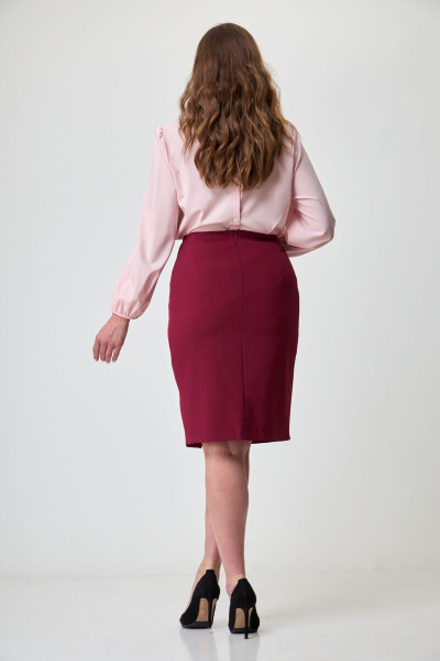 Юбка из хлопка с подкладкой и классическим силуэтом Anelli 324 бордо - фото 4