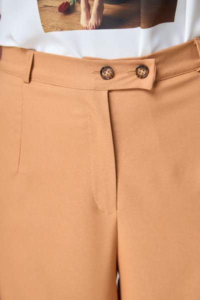 Элегантные брючные из вискозы с высокой посадкой Anelli 1294 верблюд - фото 3
