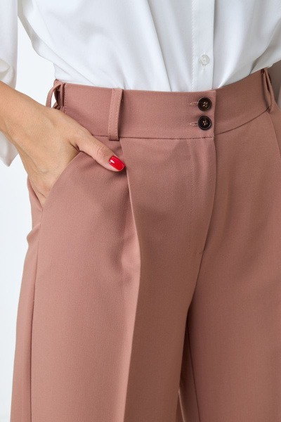 Бежевый летний костюм из вискозы: брюки, жакет и жилет Anelli 1298 миндальное_печенье - фото 8