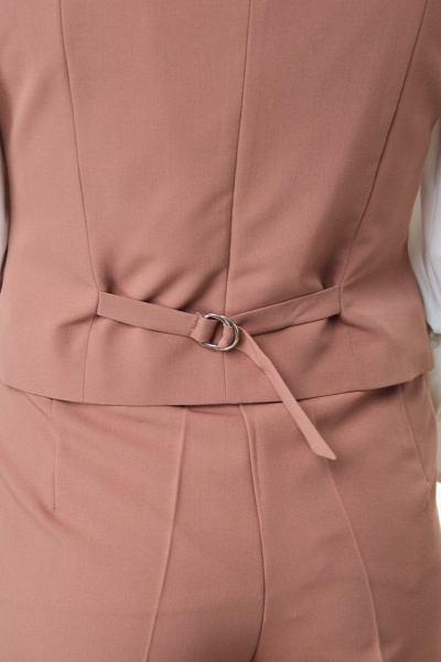 Бежевый летний костюм из вискозы: брюки, жакет и жилет Anelli 1298 миндальное_печенье - фото 7
