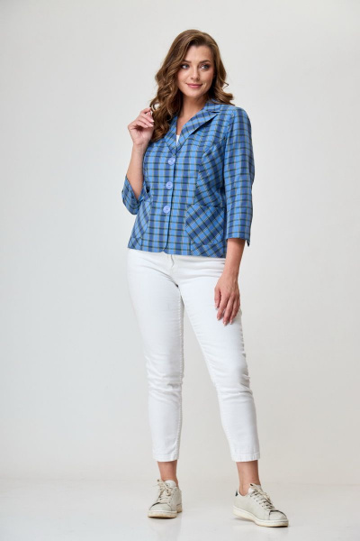 Жакет БелЭльСтиль 204-1 63 22 голубая-клетка - фото 3
