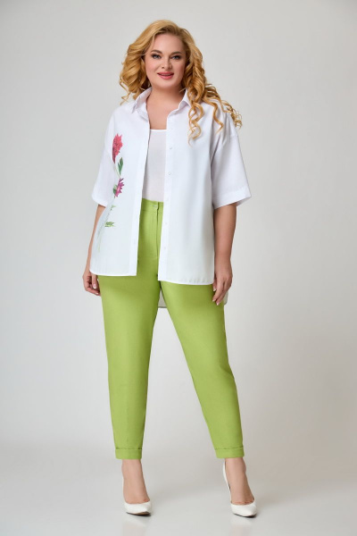 Брюки и рубашка легкий стиль из хлопка и текстиля DaLi 6135 олива - фото 5