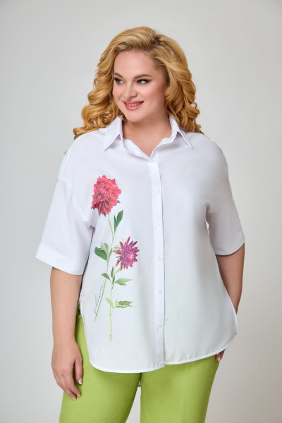 Брюки и рубашка легкий стиль из хлопка и текстиля DaLi 6135 олива - фото 3