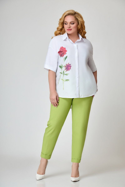 Брюки и рубашка легкий стиль из хлопка и текстиля DaLi 6135 олива - фото 1