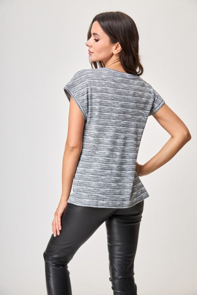 Джемпер свободного кроя с нагрудным карманом Anelli 685 серебристый_миндаль - фото 3