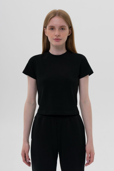 Черный укороченный топ-кроп из мягкого хлопка Sonya Skazka W07K02002/004/0123 - фото 6