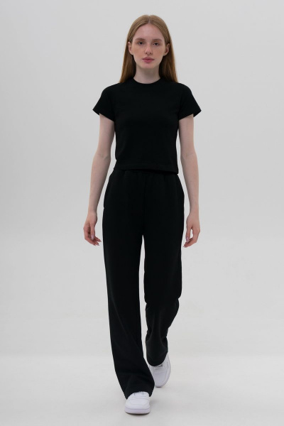 Черный укороченный топ-кроп из мягкого хлопка Sonya Skazka W07K02002/004/0123 - фото 2