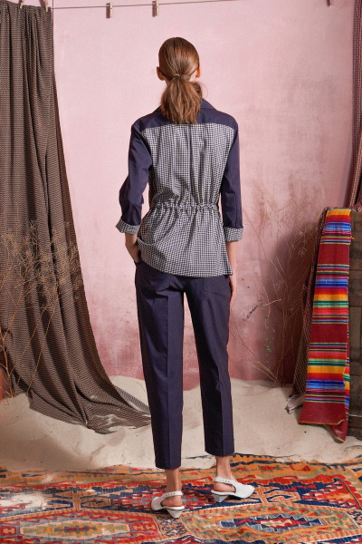 Жакет из ткани с клеточным принтом прямой силуэт лето Alena Goretskaya A1463/4 - фото 2