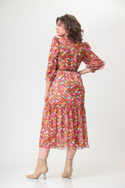 Летнее платье из шифона с воланом, на резинке и с V-образным вырезом Орхидея 1187 - фото 2