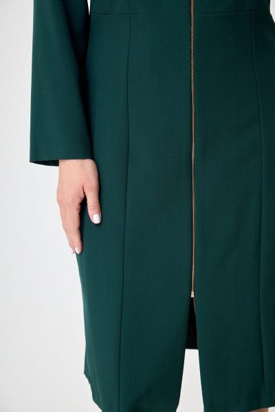 Элегантное платье ниже колена с рельефными подрезами и вырезом Anelli 891 темная_бирюза - фото 7