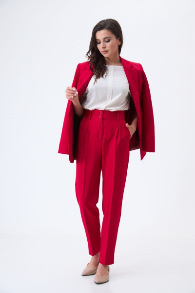 Блуза, брюки, жакет T&N 7287 красный(с_малиновым_оттенком)+молочный - фото 4