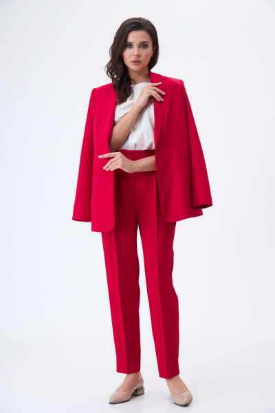 Блуза, брюки, жакет T&N 7287 красный(с_малиновым_оттенком)+молочный - фото 3