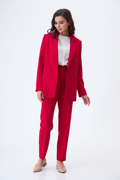 Блуза, брюки, жакет T&N 7287 красный(с_малиновым_оттенком)+молочный - фото 1